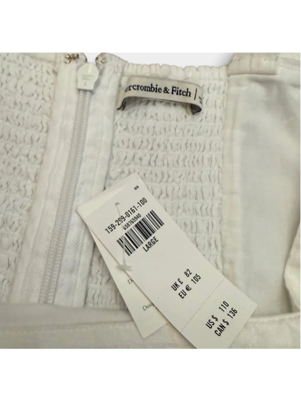 Abercrombie & Fitch Linen Blend Square Neck Maxi Dress Cream NWT Size L